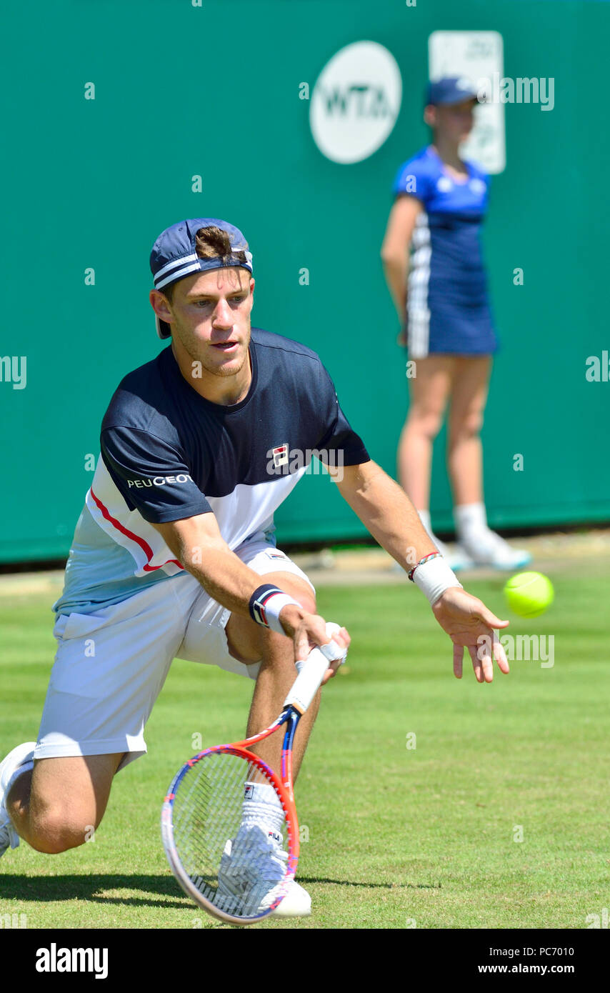 Diego Schwartzman (ARG) giocando a La Valle di natura internazionale, Eastbourne 27 Giugno 2018 Foto Stock