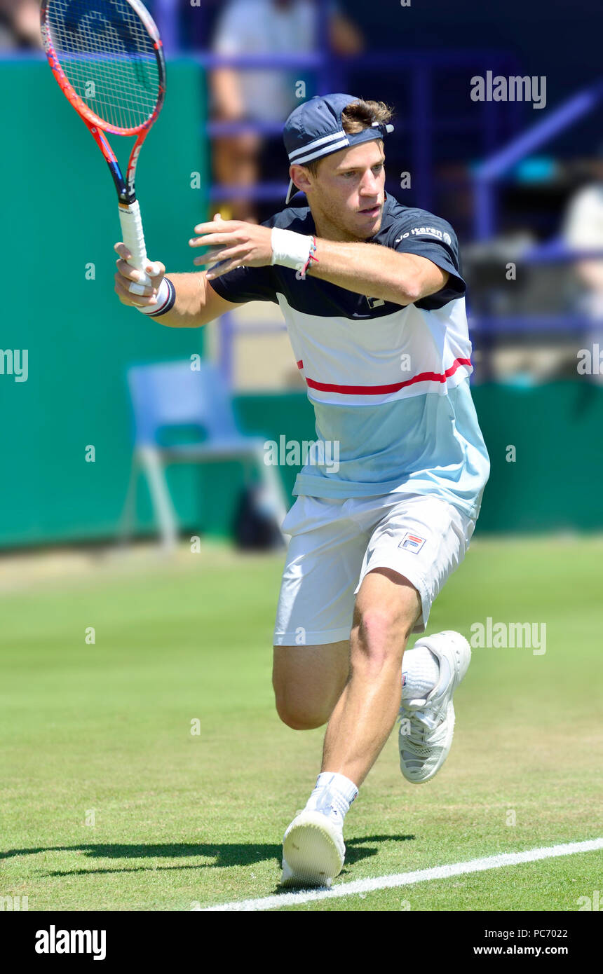 Diego Schwartzman (ARG) giocando a La Valle di natura internazionale, Eastbourne 27 Giugno 2018 Foto Stock