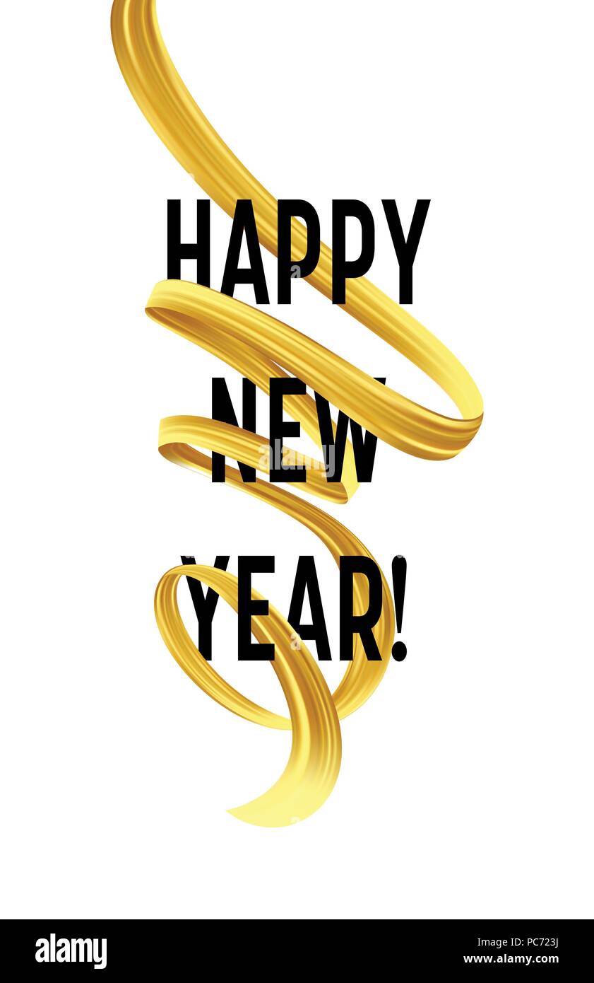 Felice Anno Nuovo con golden serpentina streamers. Illustrazione Vettoriale Illustrazione Vettoriale