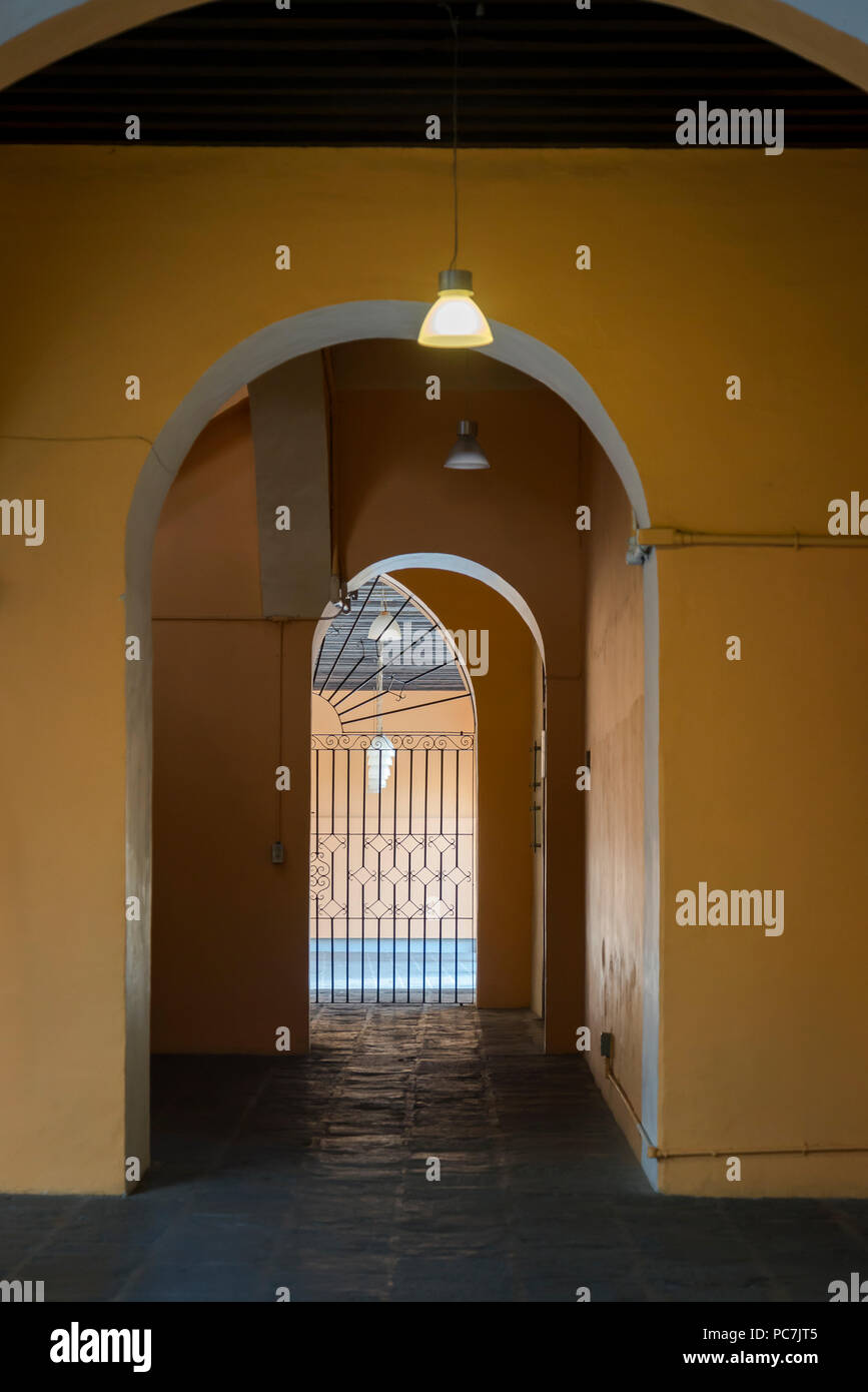 Dettagli architettonici dell'architettura coloniale spagnola, la Casa della Cultura di Puebla, Puebla, Messico Foto Stock