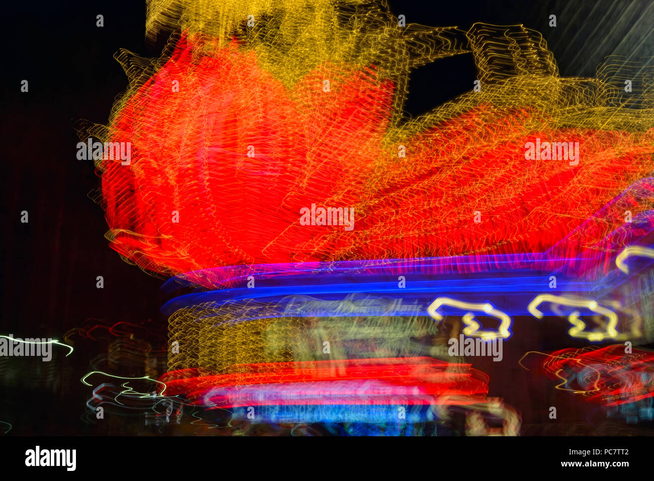 Hotel Flamingo. Insegna al neon di notte, Las Vegas, Nevada, STATI UNITI D'AMERICA Foto Stock