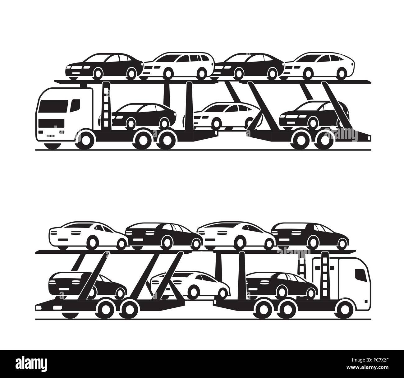 Auto transporter carrello in prospettiva - illustrazione vettoriale Illustrazione Vettoriale