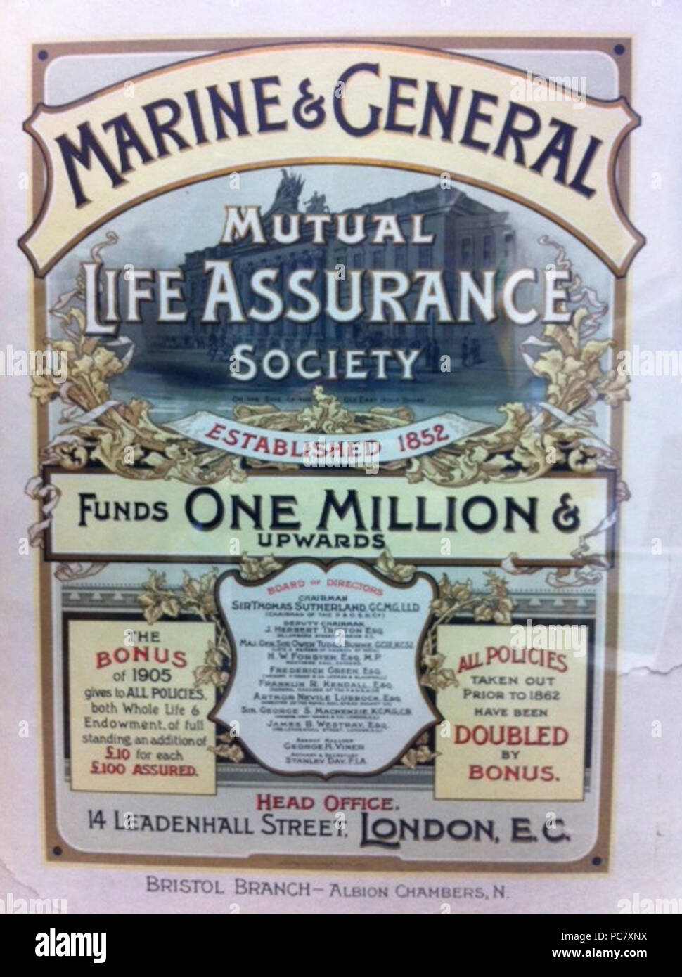 597 Marine e generali di mutua assicurazione sulla vita la società Poster da 1905 Foto Stock