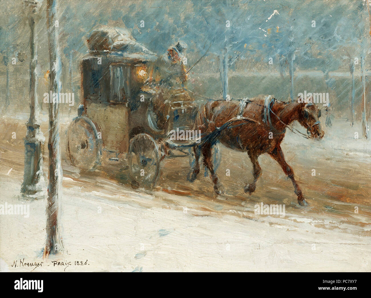 446 Nils Kreuger-Vintrig boulevardscen hästdroska med Foto Stock
