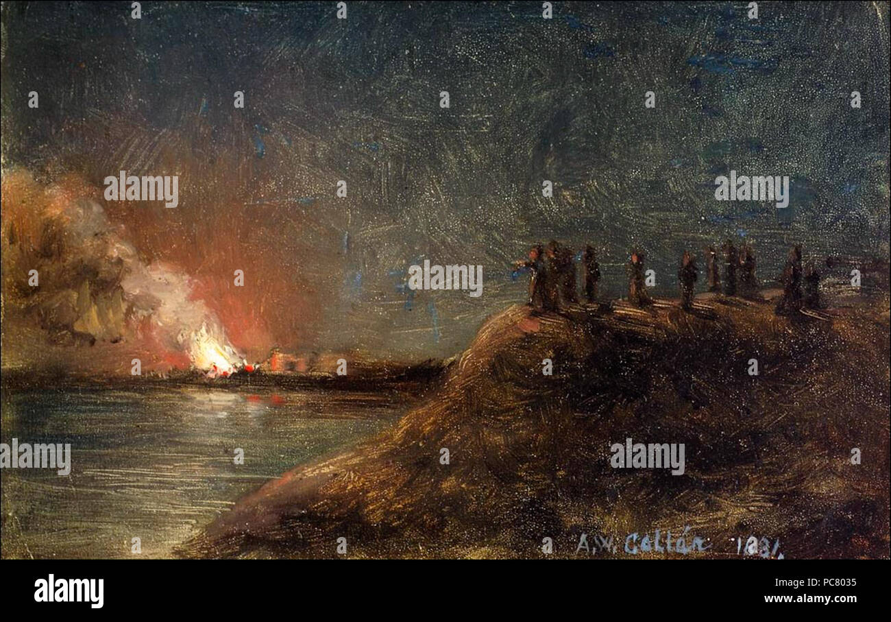 31 Akseli Gallen-Kallela-TULIPALON KATSELIJAT PITKÄNSILLAN RANNASSA Foto Stock