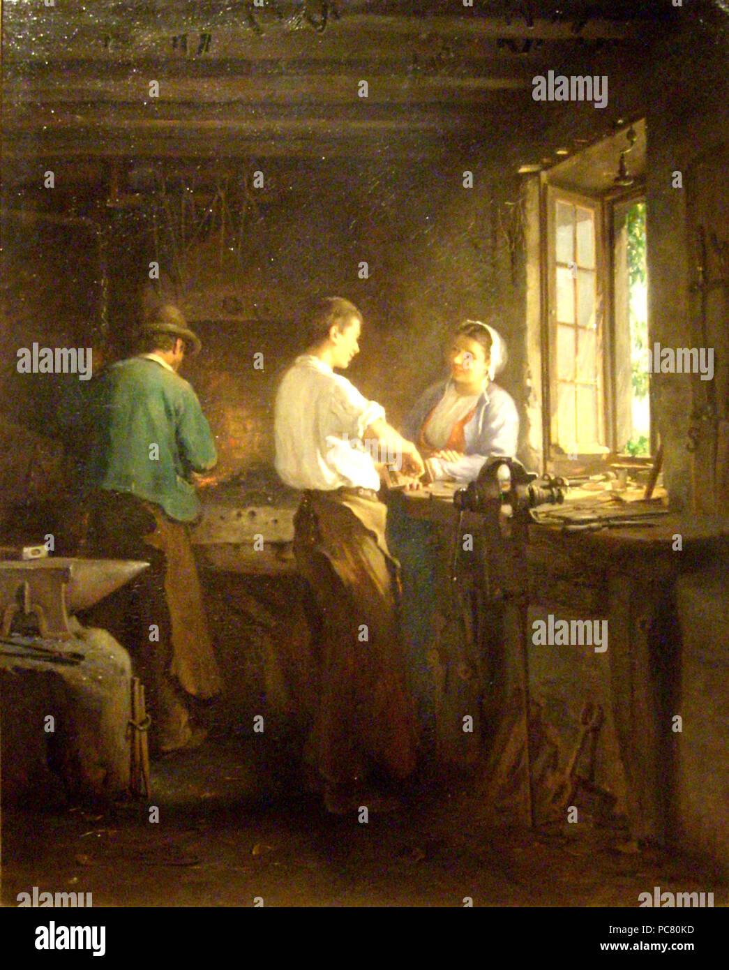 366 Leleux - L atelier du serrurier marechal Foto Stock