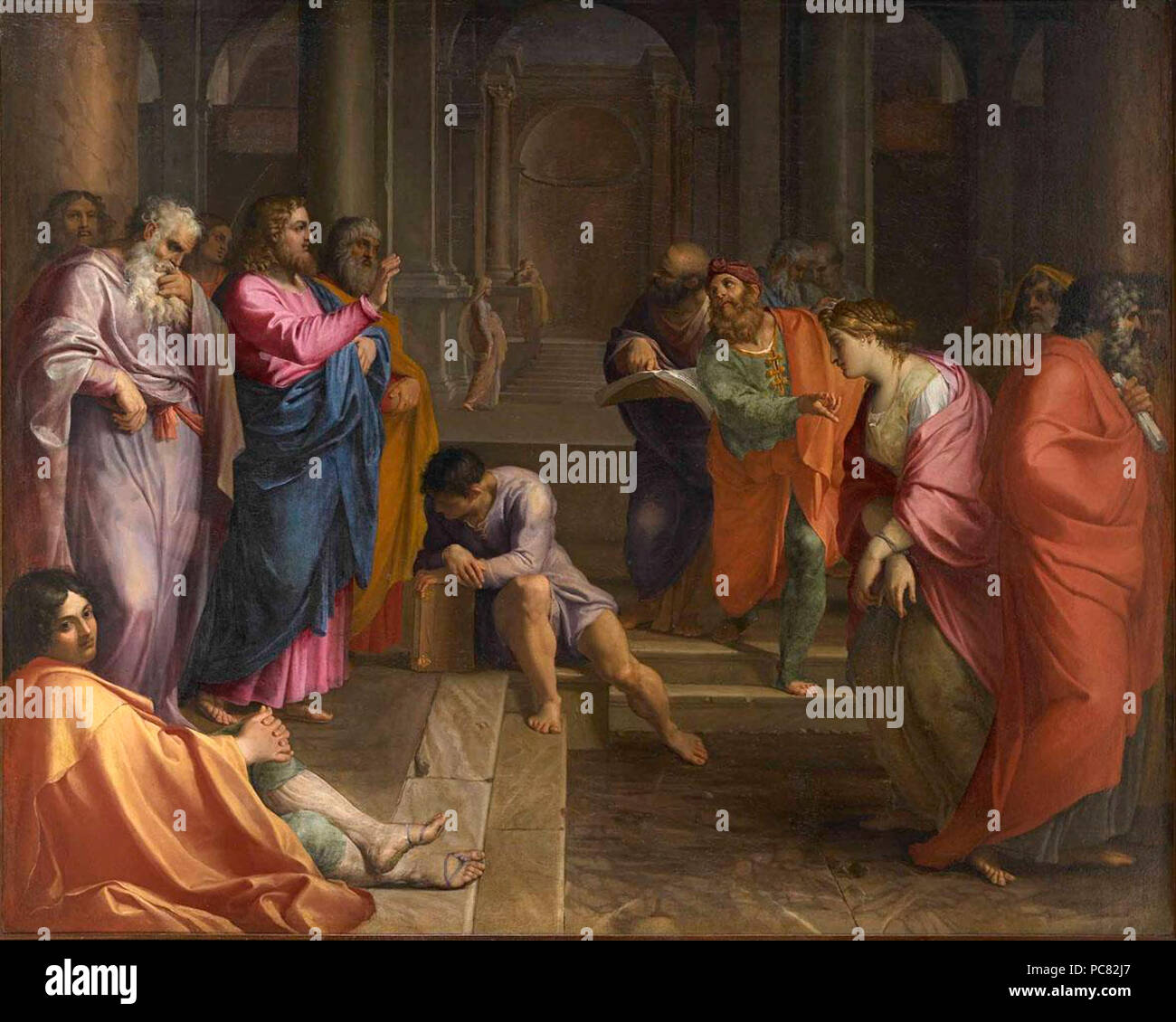 18 Agostino Carracci Cristo e l'adultera - Pinacoteca di Brera Foto Stock