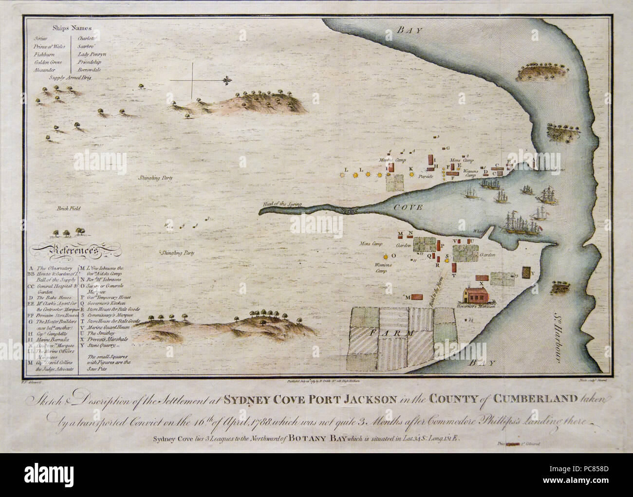 582 Sydney Cove, Port Jackson nella Contea di Cumberland - F. F. delineavit, 1769 Foto Stock