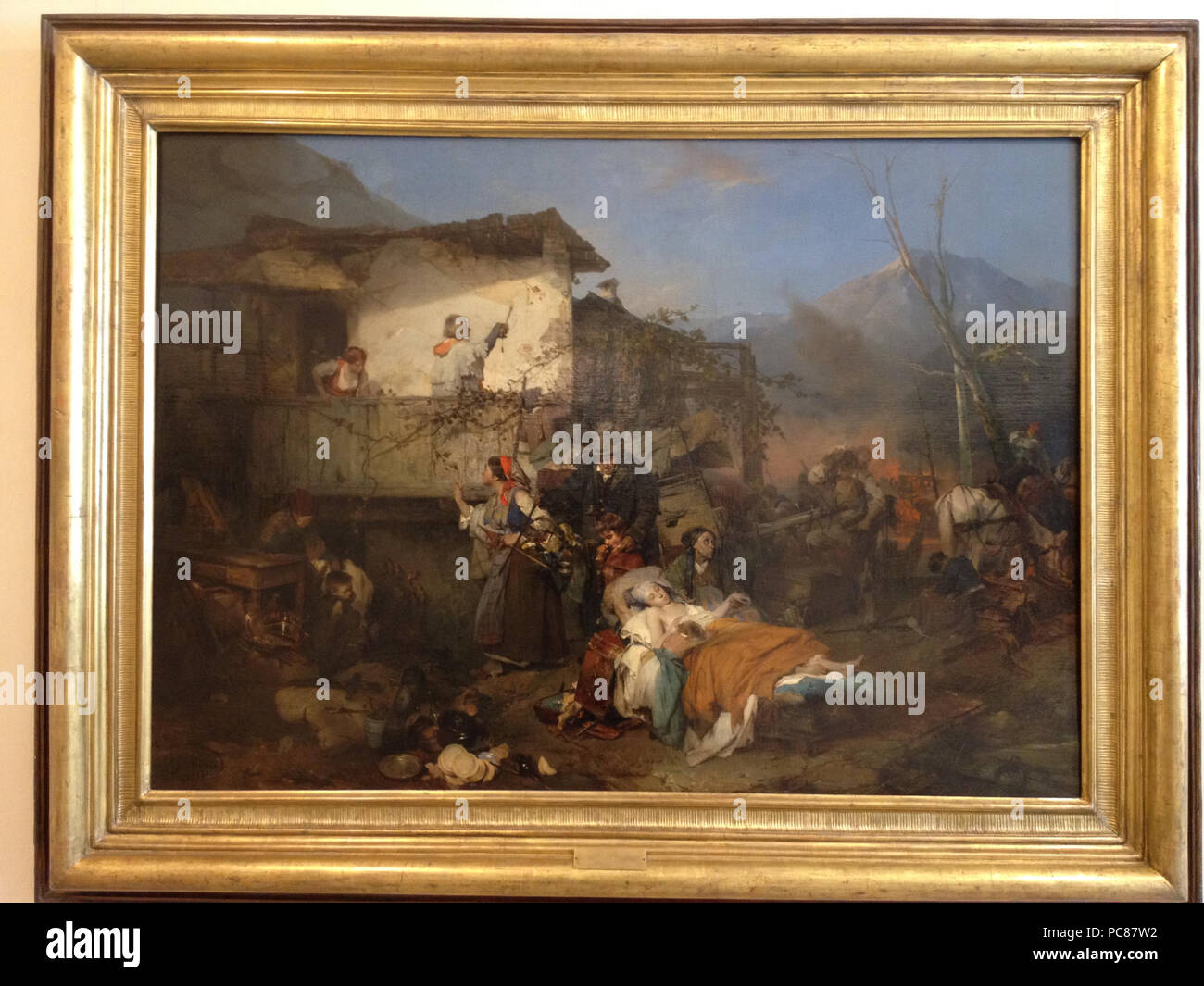 23 Domenico Induno - I profughi onu da villaggio incendiato (L'incendio del villaggio) 1851 - Olio su tela Foto Stock