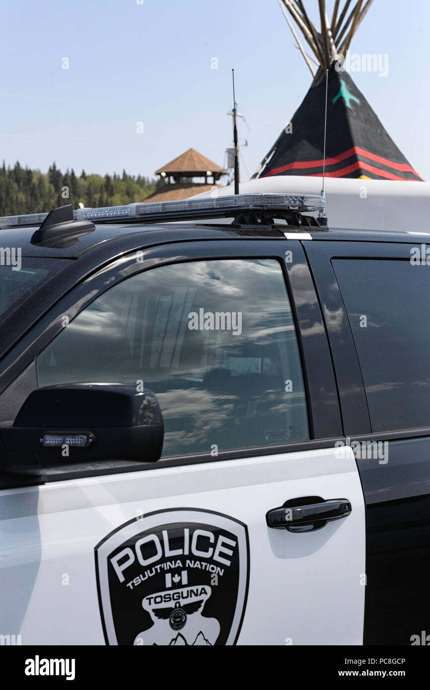 Tsuut'ina Nation Police Service presso il Bragg Creek Powwow Alberta Canada Foto Stock