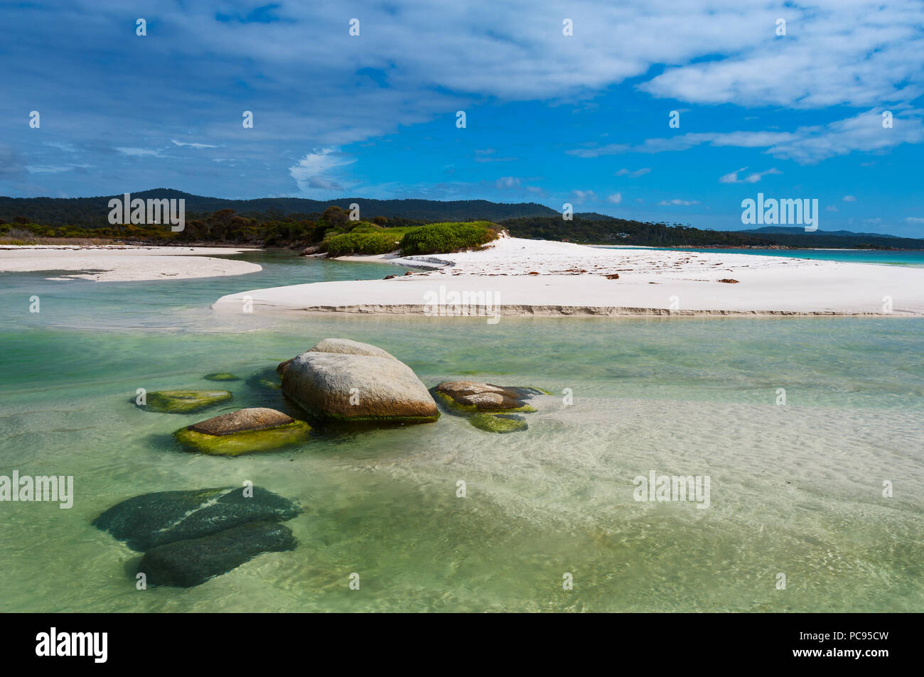 Spiaggia a accogliente angolo su Tasmania. Foto Stock