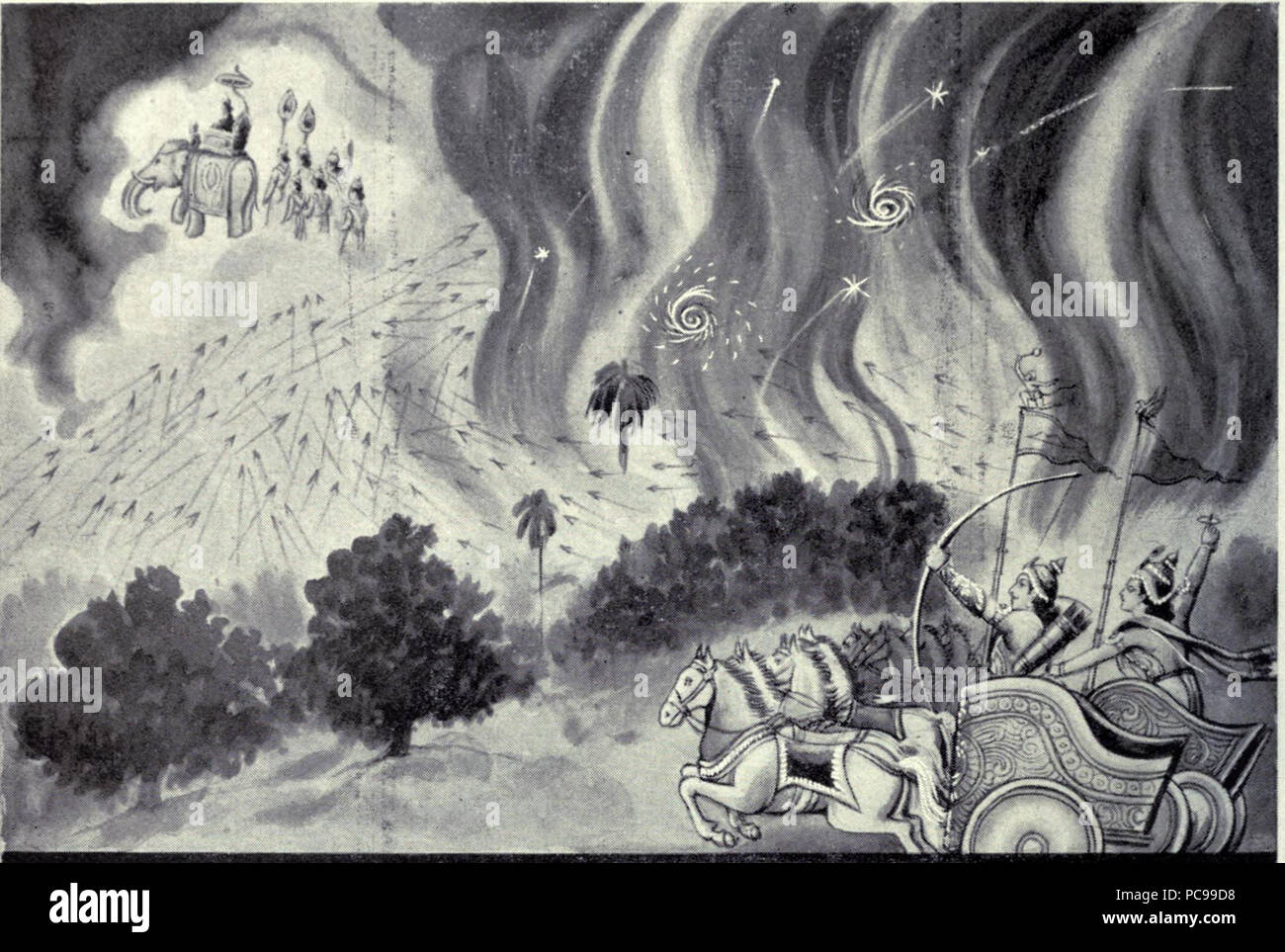 348 Krishnarjunas lotta con dèi Foto Stock