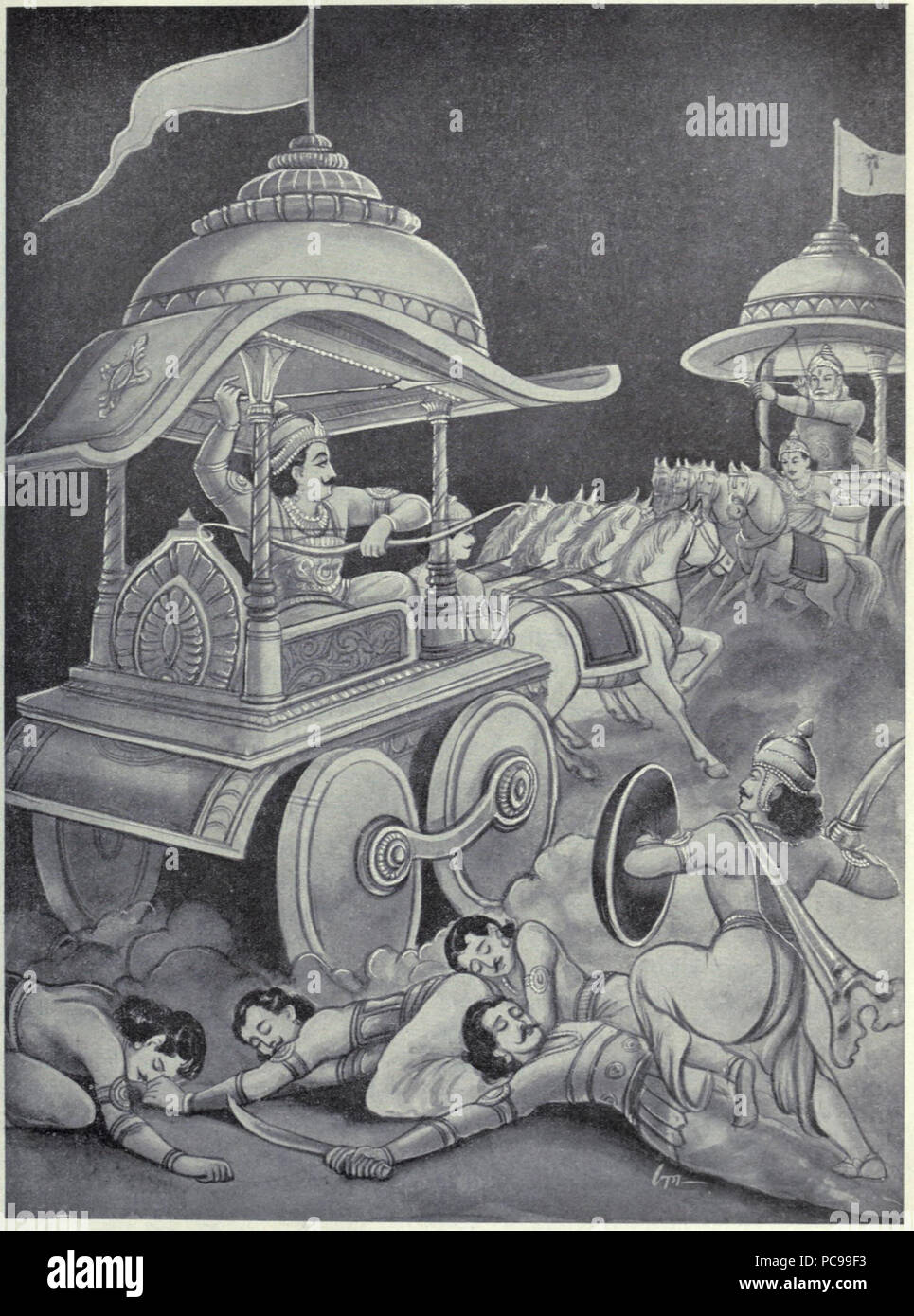 75 battaglia tra Bhisma e Bhima Foto Stock