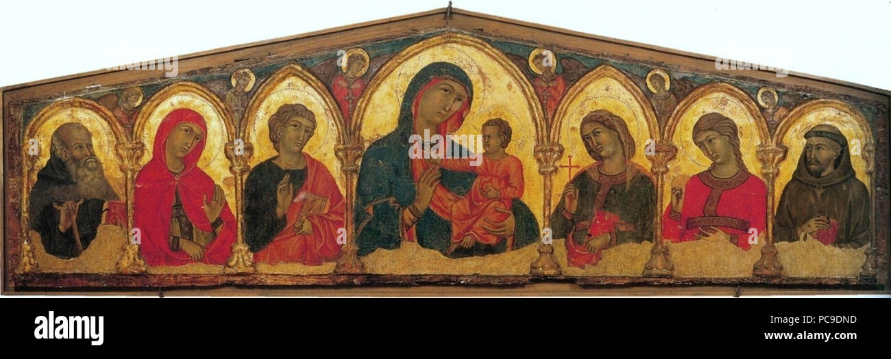 411 Memmo di Filippuccio. Madonna con Bambino e Santi. Fine del XIII secolo, Oristano, Arcivescovado Foto Stock