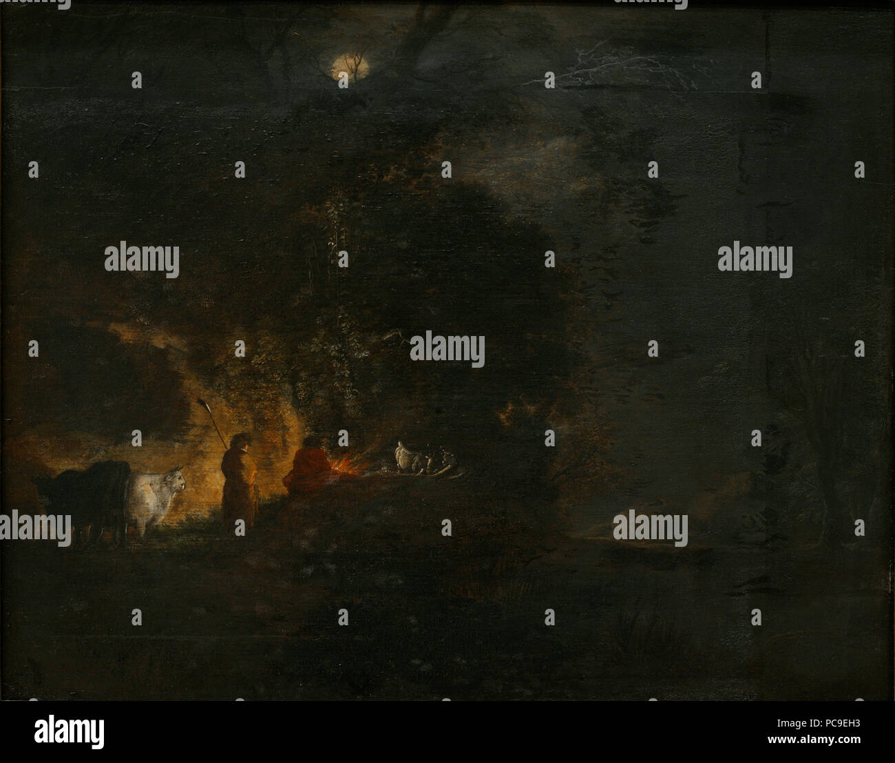 Moyses van Uyttenbroeck. Tillskriven: Herdar vid en eld. NM 265 53 Pastori in corrispondenza di un fuoco di legna (Moyses van Uyttenbroeck) - Nationalmuseum - 17215 Foto Stock