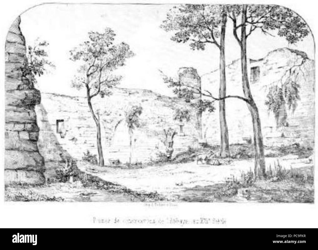 423 Mont-Saint-Eloy - vue de l'abbaye au XIIIème siécle Foto Stock