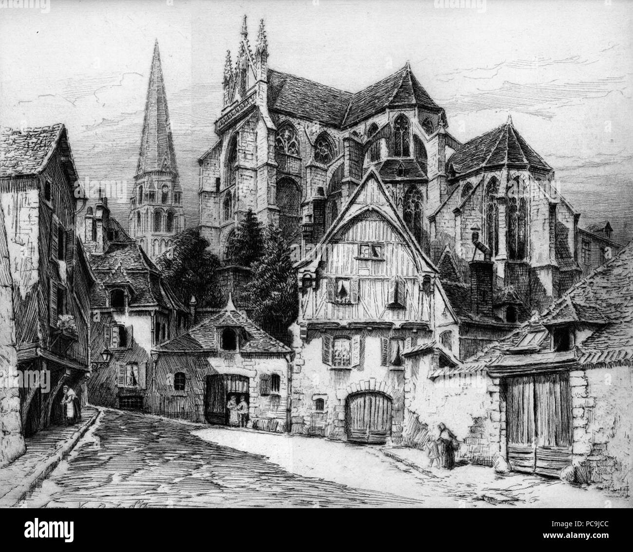 65 AUXERRE - Vieux Quartier Saint-Germain Foto Stock