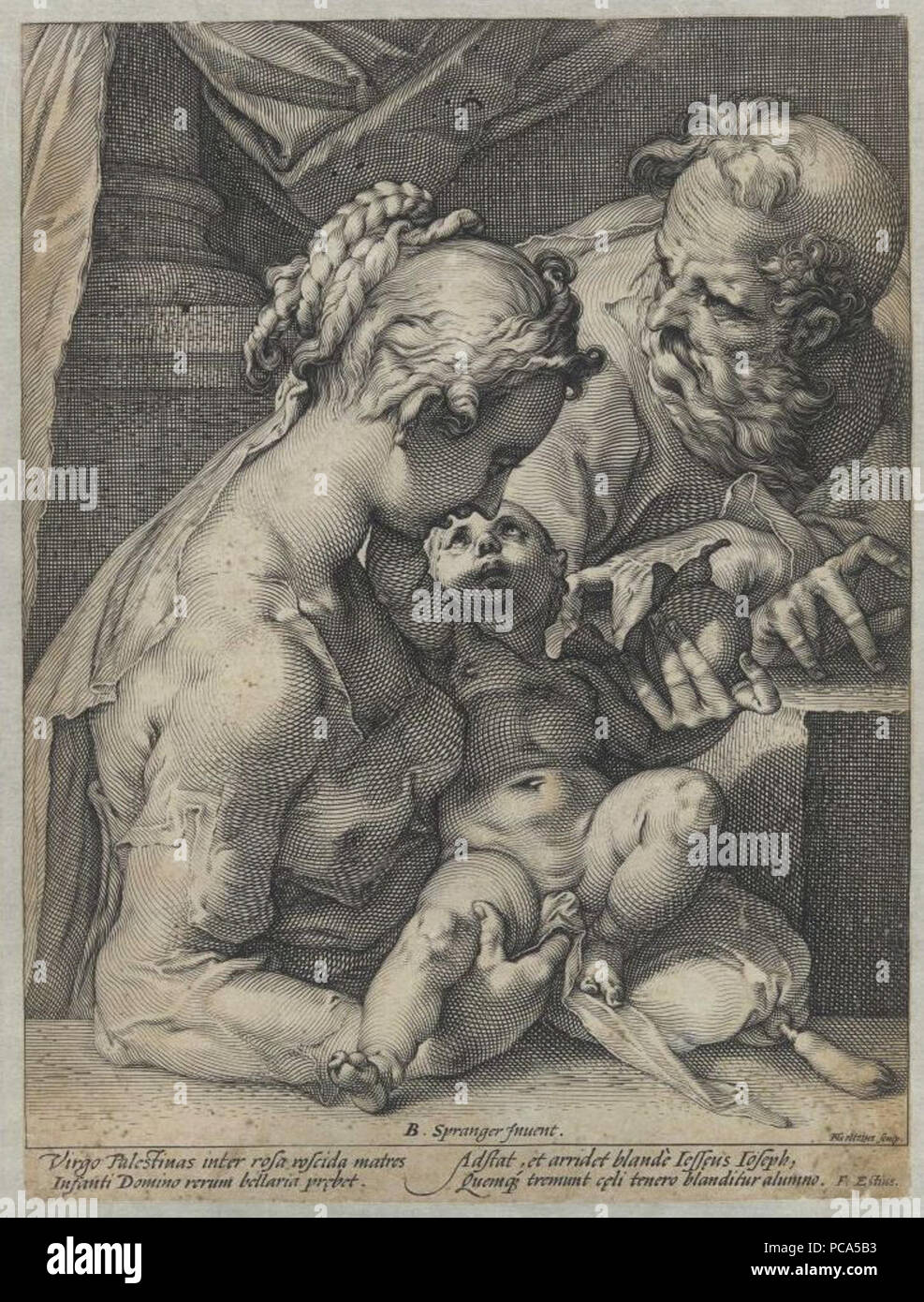 42 Hendrik Goltzius (após Bartholomeus Spranger) - Una Sagrada Família, 1580 Foto Stock