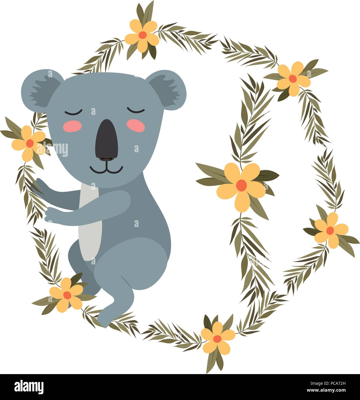 Wild koala in corona corona Illustrazione Vettoriale