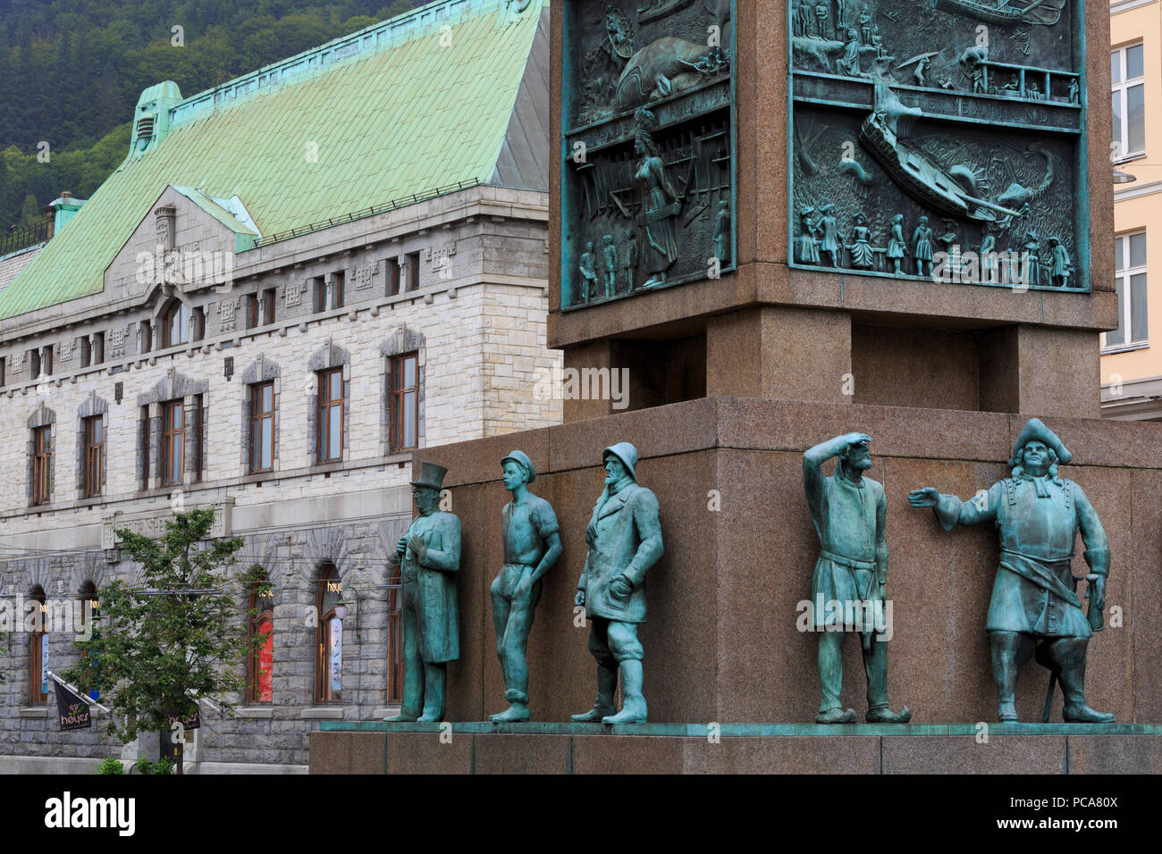 Sailor's monumento, Torgallmeningen, città di Bergen, Hordaland County, Norvegia Foto Stock