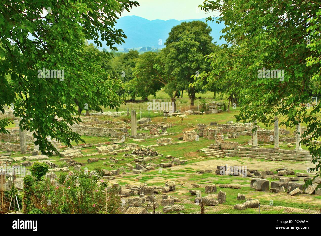 Una vista del sito archeologico della antica città greca di Filippi Foto Stock