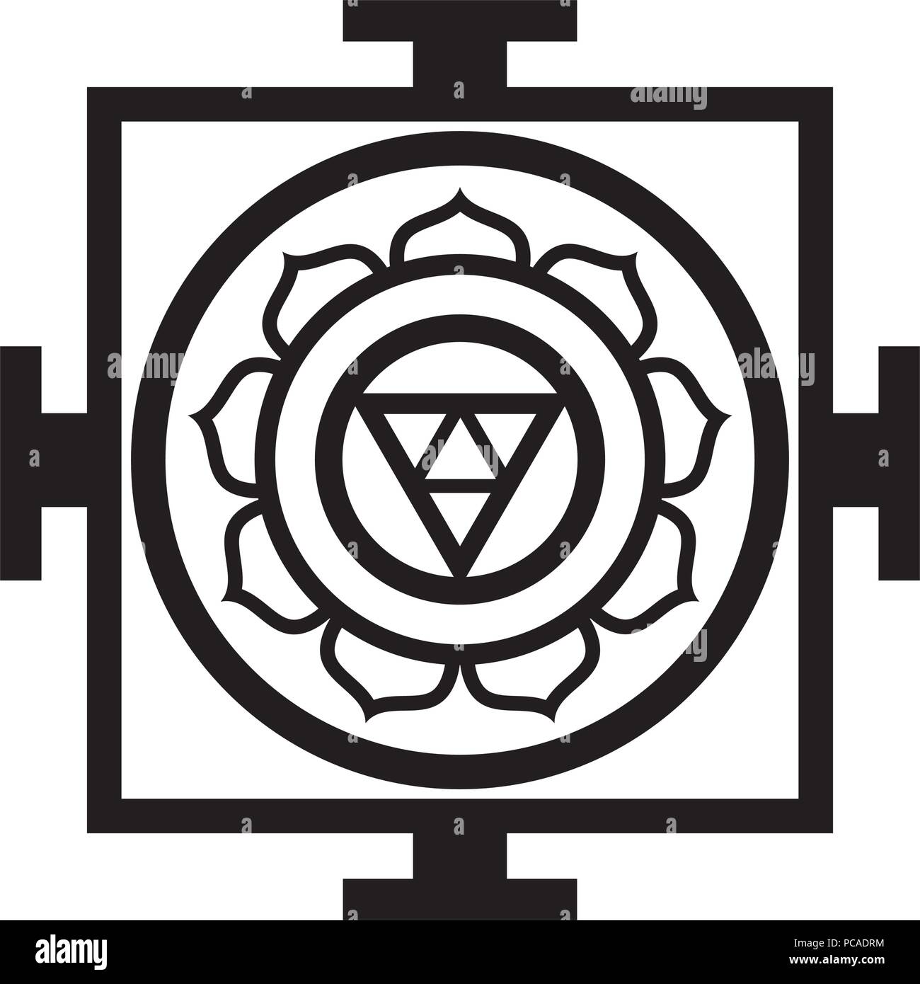 Mandala - lo spazio sacro, spirituale e simbolo rituale nel Buddismo, che rappresenta il modello sacrale della struttura dell universo, il grafico del cosmo. Illustrazione Vettoriale