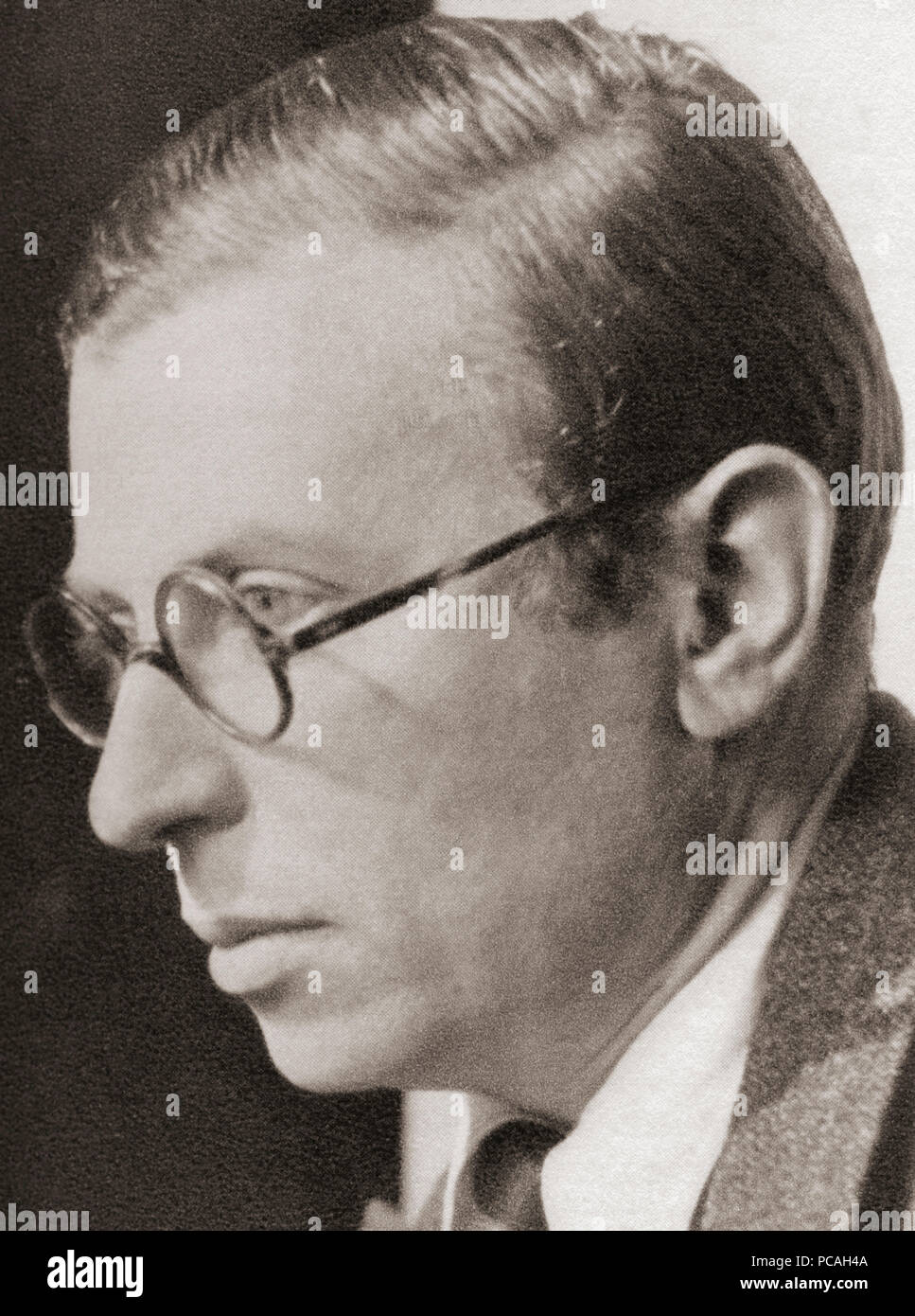 Jean-Paul Charles Aymard Sartre, 1905 - 1980. Filosofo francese, drammaturgo, romanziere, attivista politico, biografo e critico letterario. Dopo una stampa contemporanea. Foto Stock