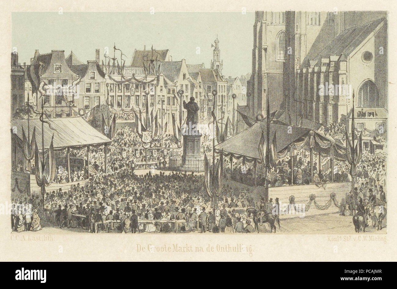 456 Onthulling van het standbeeld van Laurens Janszoon Coster (1856) van C.C.A. Ultimo Foto Stock