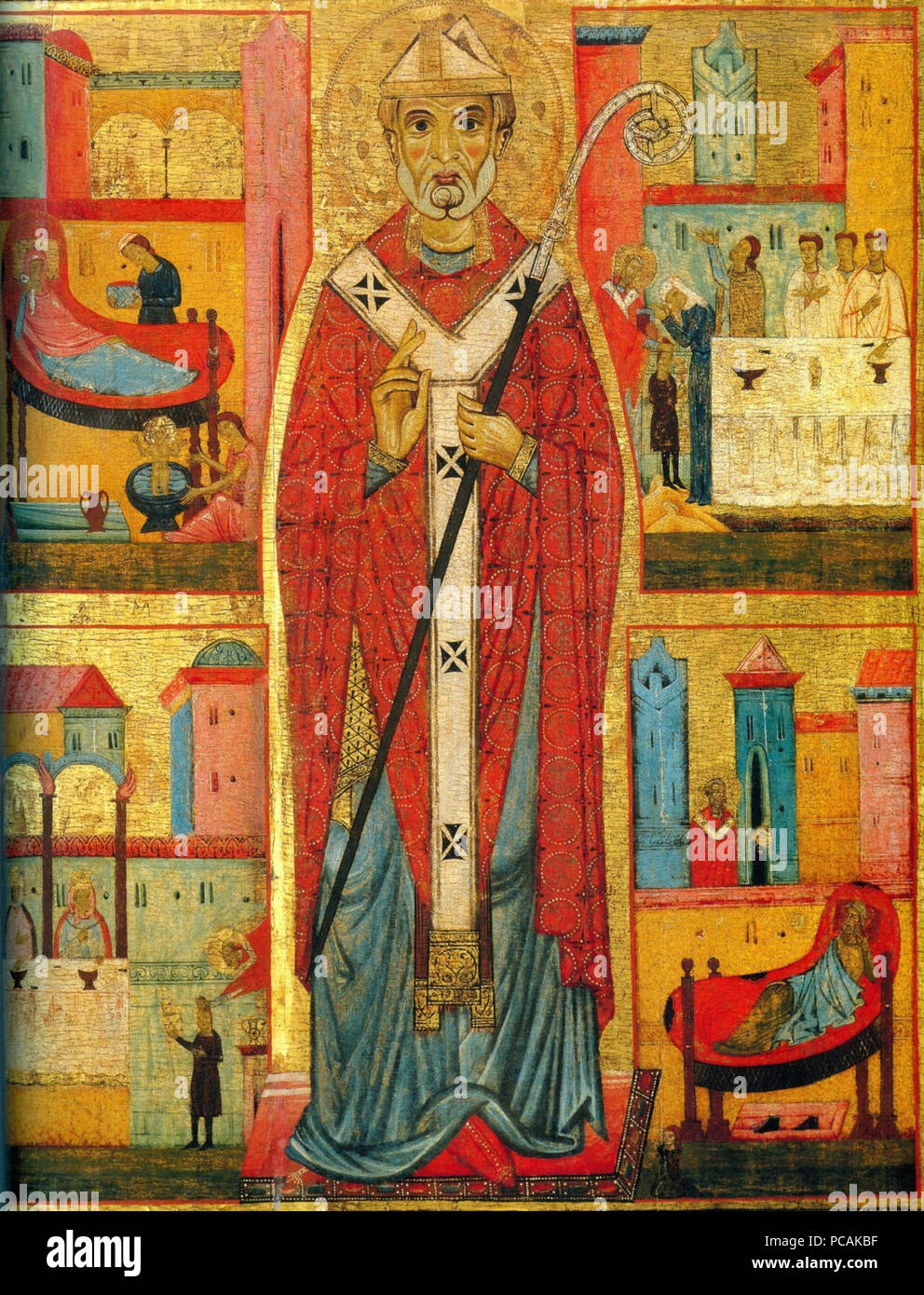 415 Michele di Baldovino, dossale di San Nicola e storie della sua vita, II meta del XIII secolo, Peccioli Prepositura di San Verano Foto Stock