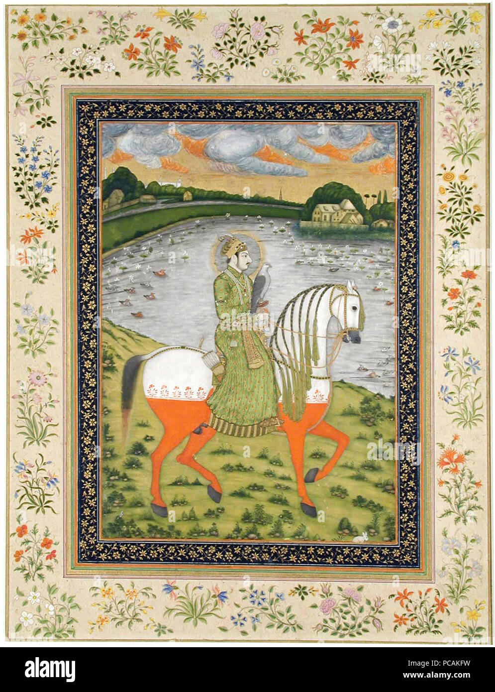 594 L'imperatore Ahmad Shah, equestre, nel campo di caccia 1750 San Diego Museum of Art Foto Stock