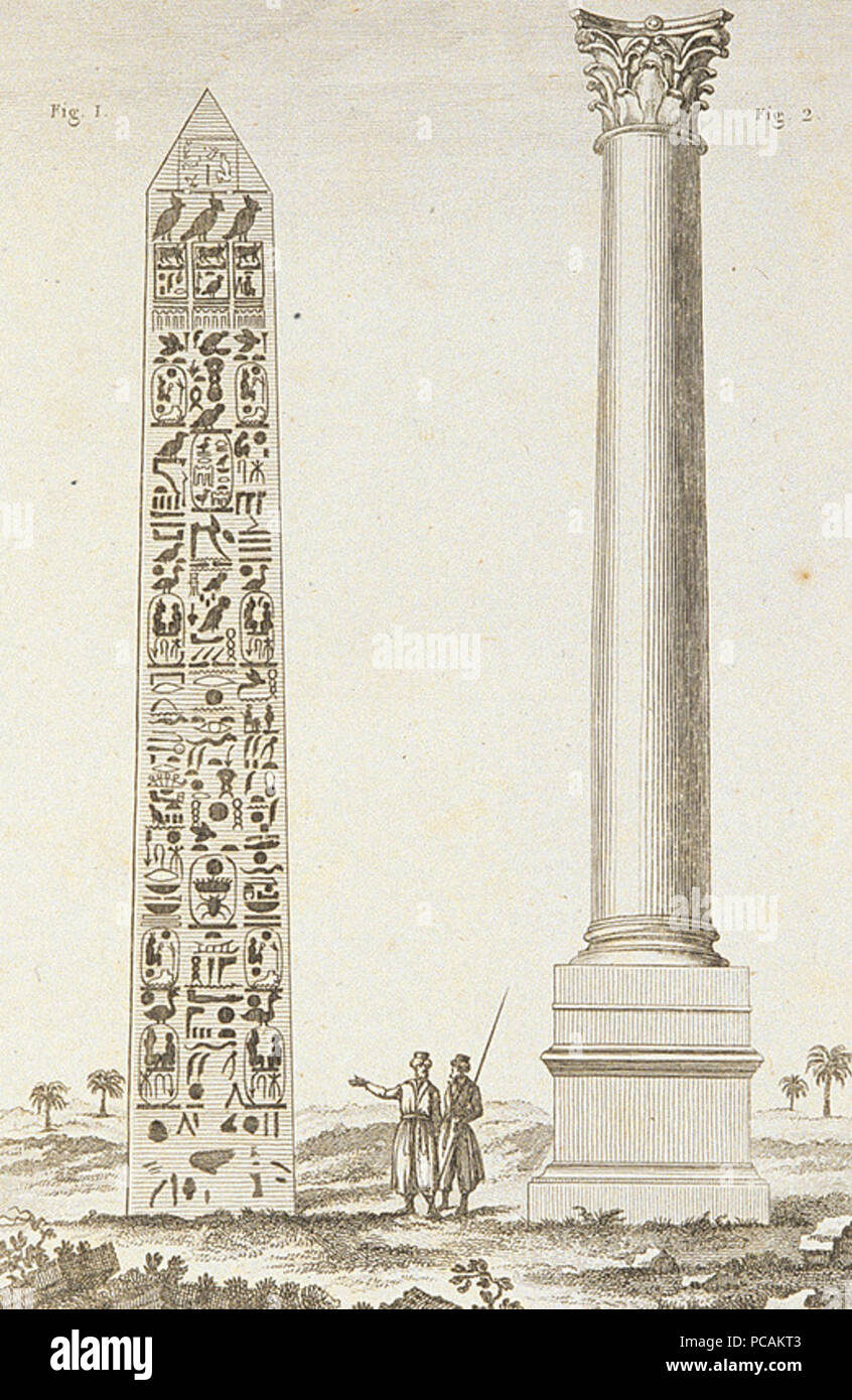 Aiguille de Cléopâtre Colonne de Pompée - Sonnini De Manoncourt Charles Nicolas Sigisbert - 1799. Foto Stock
