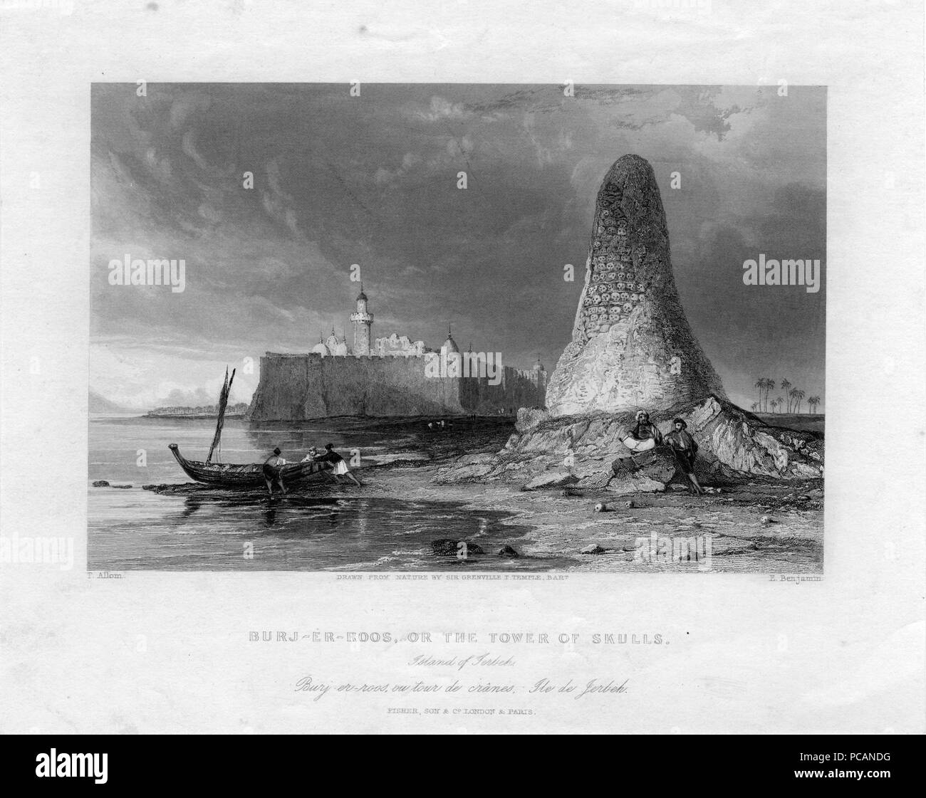 7 Burj-Er-Roos, o la torre di teschi (scansione in bianco e nero) Foto Stock