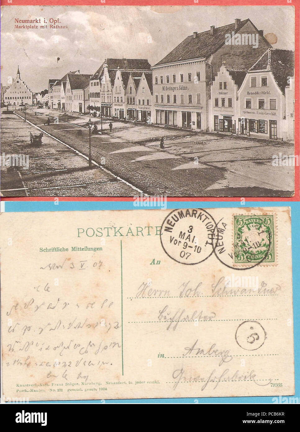 AK Neumarkt - Oberer Markt von Süden um 1907. Foto Stock