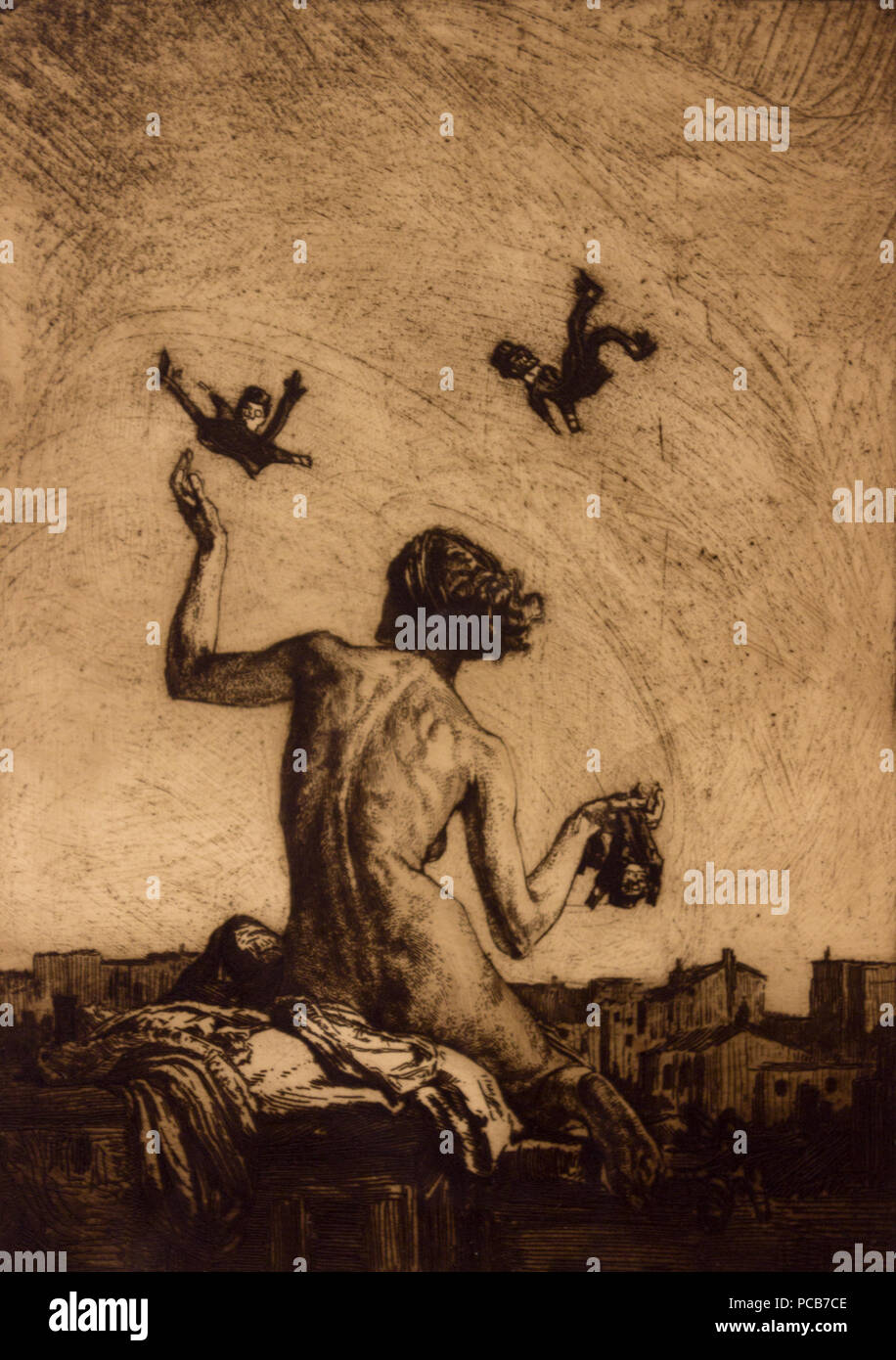 395 Marcel Roux - Les Pantins, eau-forte sur papier (1910) Foto Stock