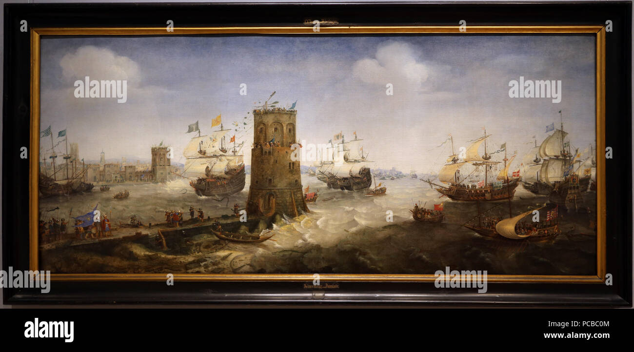 143 Cornelis Claesz van Wieringen, la presa di damietta, ante 1628, 01 Foto Stock