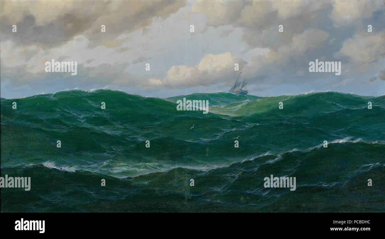 62 Max Jensen - nave sul mare mosso Foto Stock