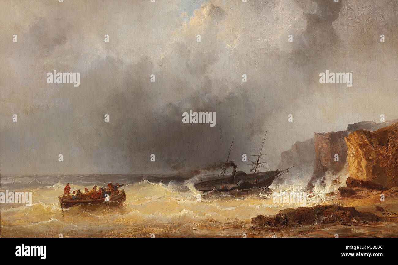 50 Josef Püttner - piroscafo in situazioni di emergenza in mare da una costa rocciosa Foto Stock