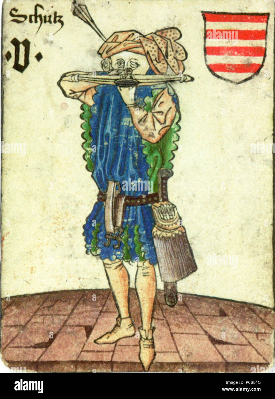 288 cacciatore ungherese sulla carta da gioco della corte di Vienna, c 1455 Foto Stock
