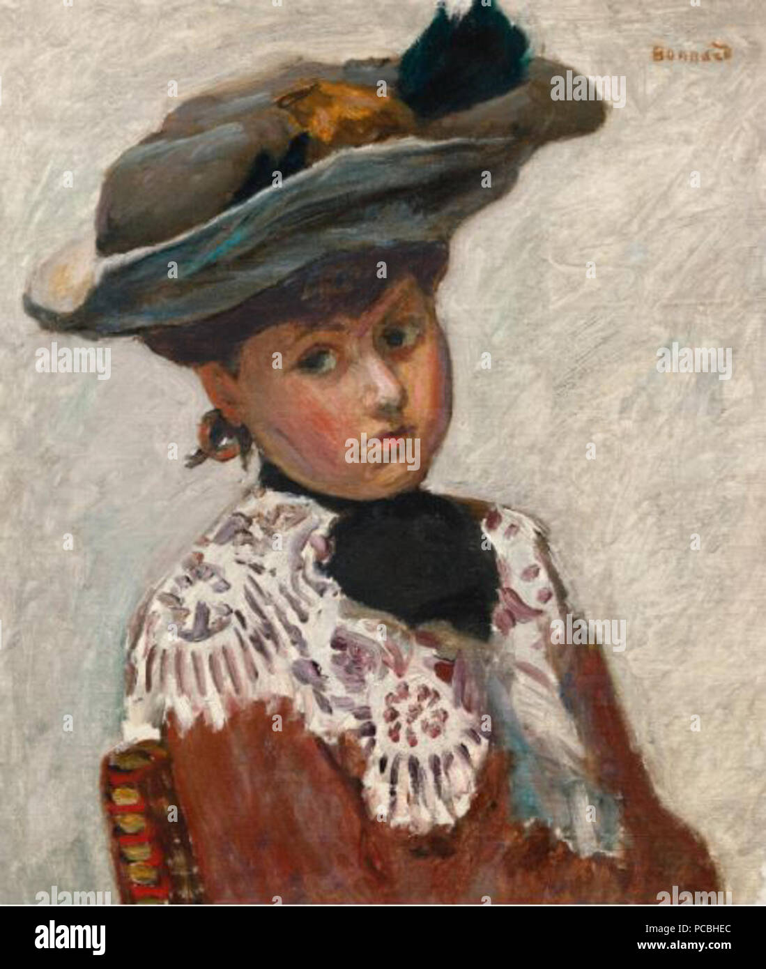 91 PORTRAIT DE JEUNE FEMME OU LE CHAPEAU Foto Stock