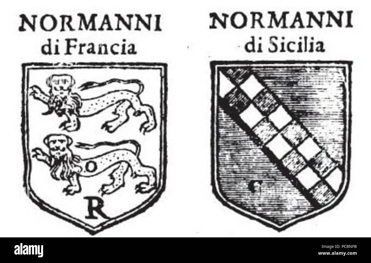 17 Ducato di Normandia e casa di Hauteville stemmi Foto Stock
