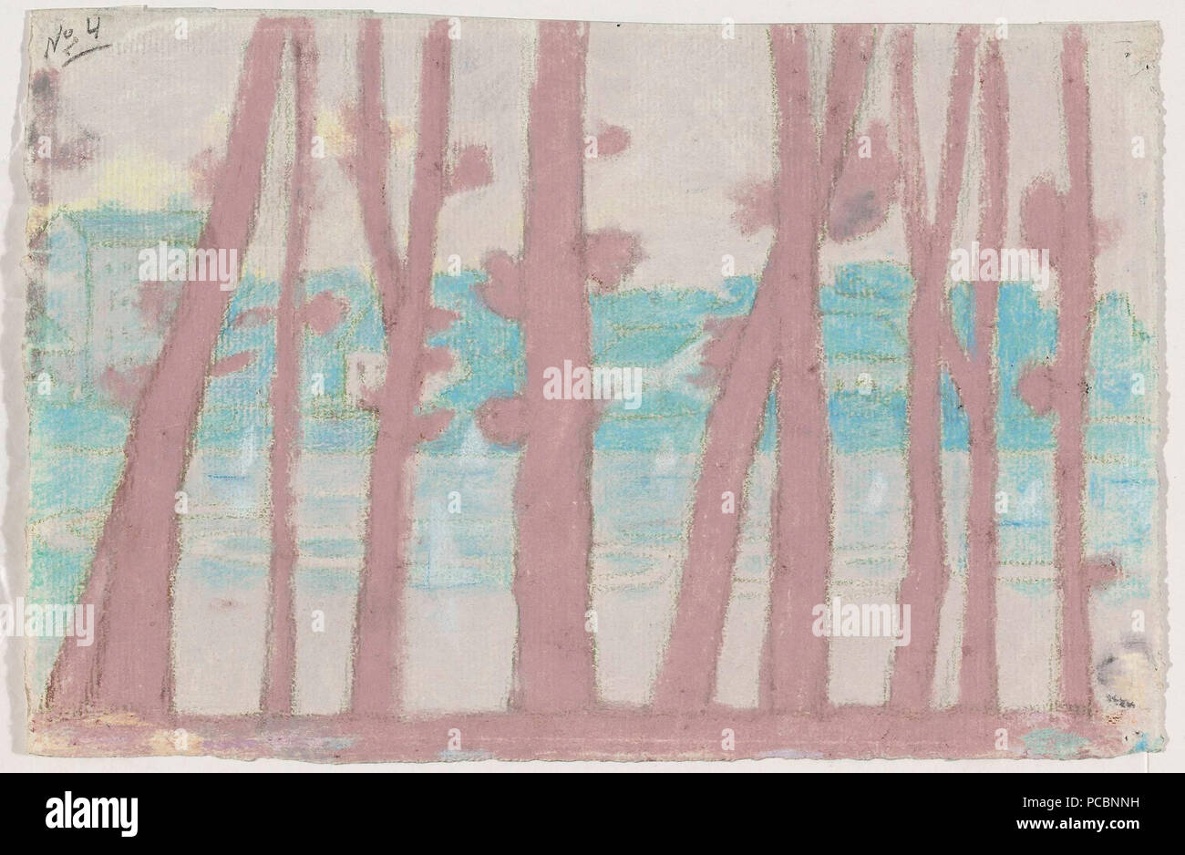 20 Feliks Stanisław Jasiński - Arbres au bord de la riviere Foto Stock