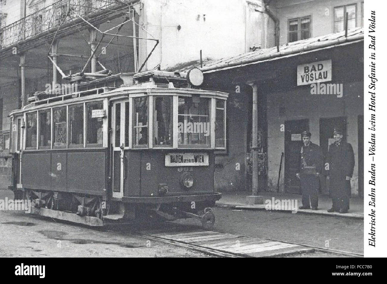 183 Elektrische Bahn Baden - Vöslau beim Hotel Stefanie in Bad Vöslau Ansichtkarte Foto Stock
