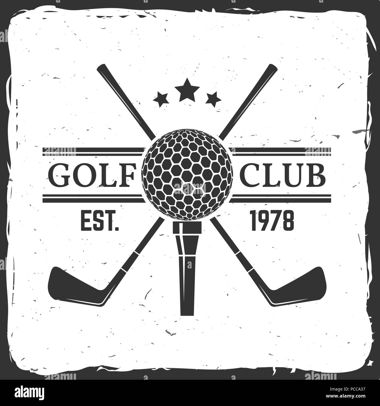 Golf club concetto con palla da golf silhouette. Vector golf club badge retrò. Concetto di camicia, Stampa, Timbro o sigillo. Tipografia design- vettore di stock Illustrazione Vettoriale