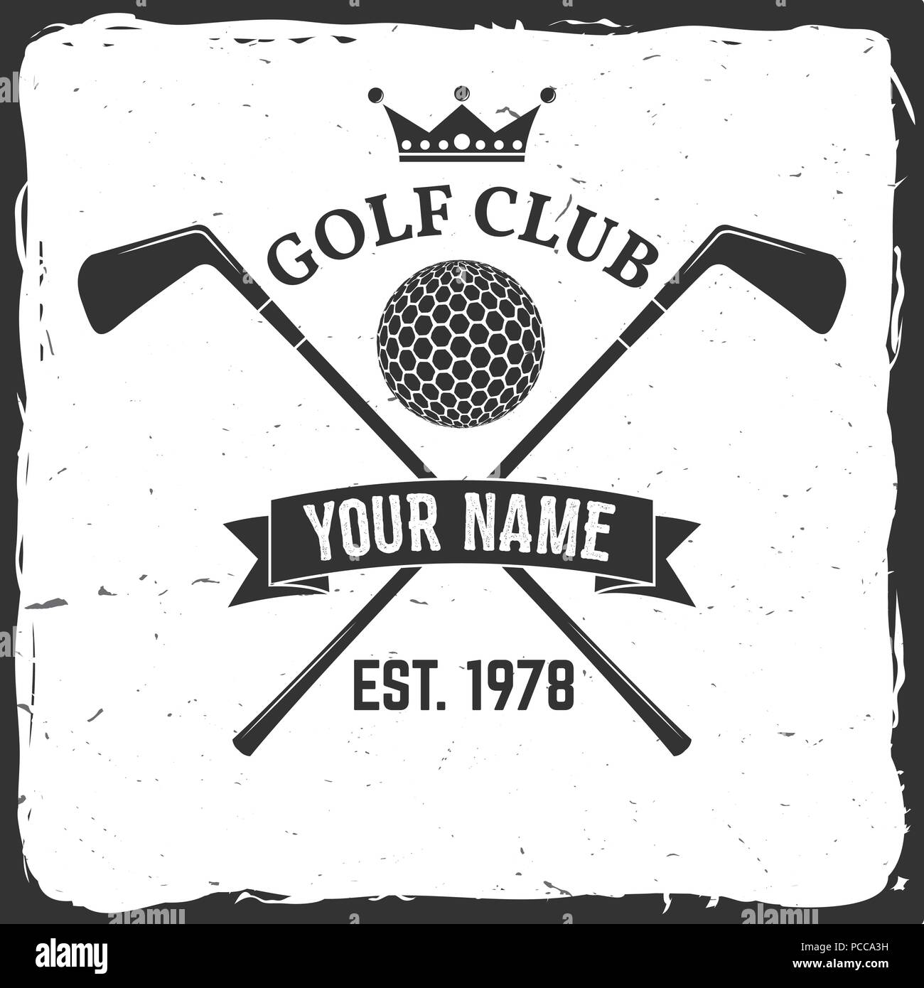 Golf club concetto con palla da golf silhouette. Vector golf club badge retrò. Concetto di camicia, Stampa, Timbro o sigillo. Tipografia design- vettore di stock Illustrazione Vettoriale