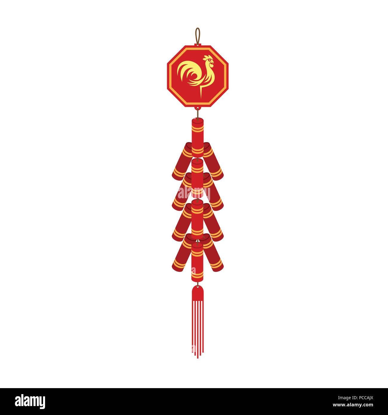 Rosso cinese petardo icona piatta. Illustrazione Vettoriale. Illustrazione Vettoriale