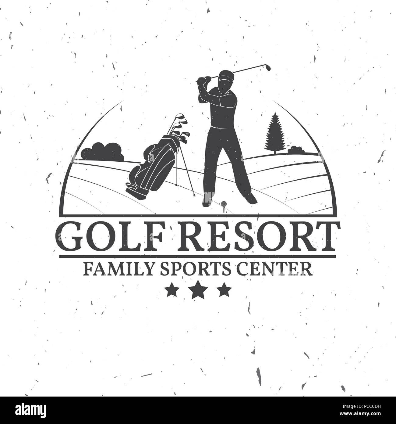Golf club concetto con il golfer silhouette. Vector golf club badge retrò. Concetto di camicia, Stampa, Timbro o sigillo. Tipografia design. Illustrazione Vettoriale