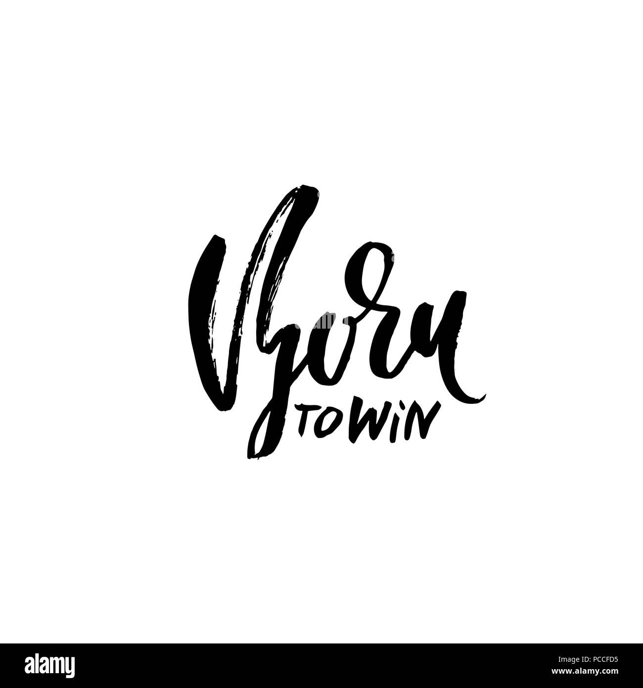 Nato per vincere. Moderno pennello asciutto lettering. Tipografia poster. Grunge illustrazione vettoriale. Calligraphy print design. Illustrazione Vettoriale