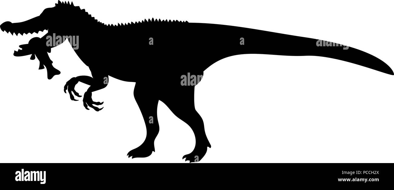 Silhouette Baryonyx dinosauro jurassic animale preistorico Illustrazione Vettoriale