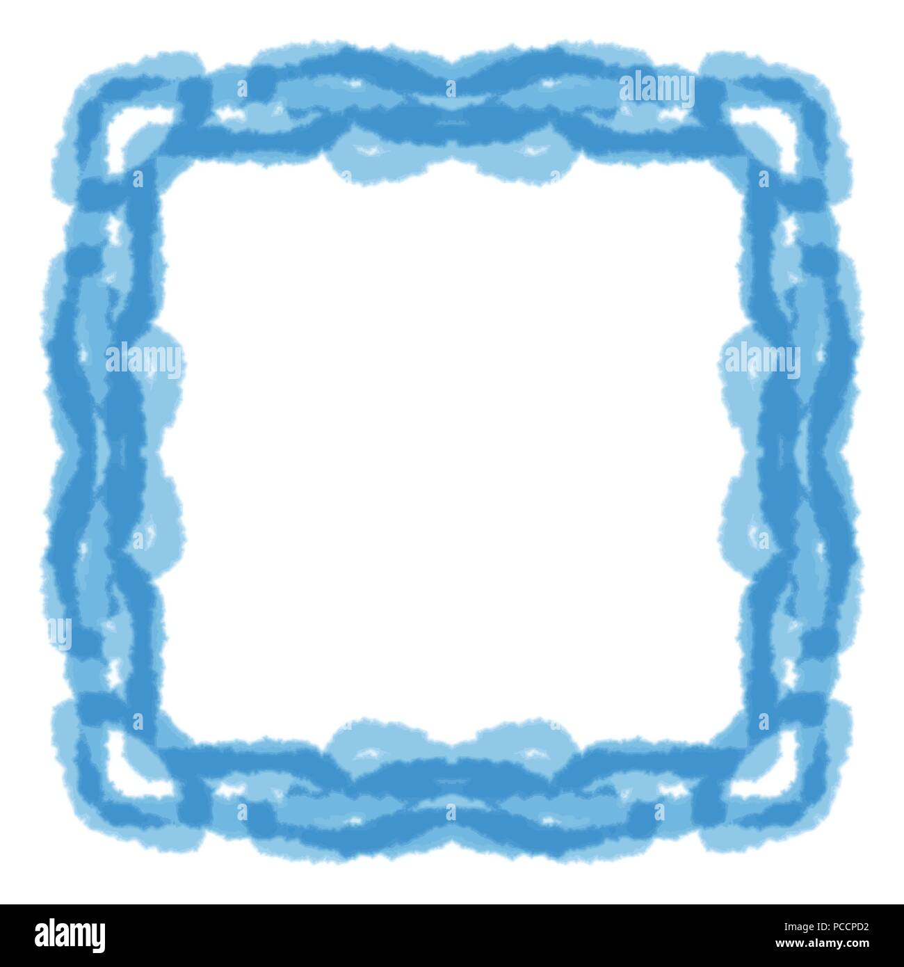 Blue cloudscape acquerello bordo del frame pattern, illustrazione vettoriale Illustrazione Vettoriale