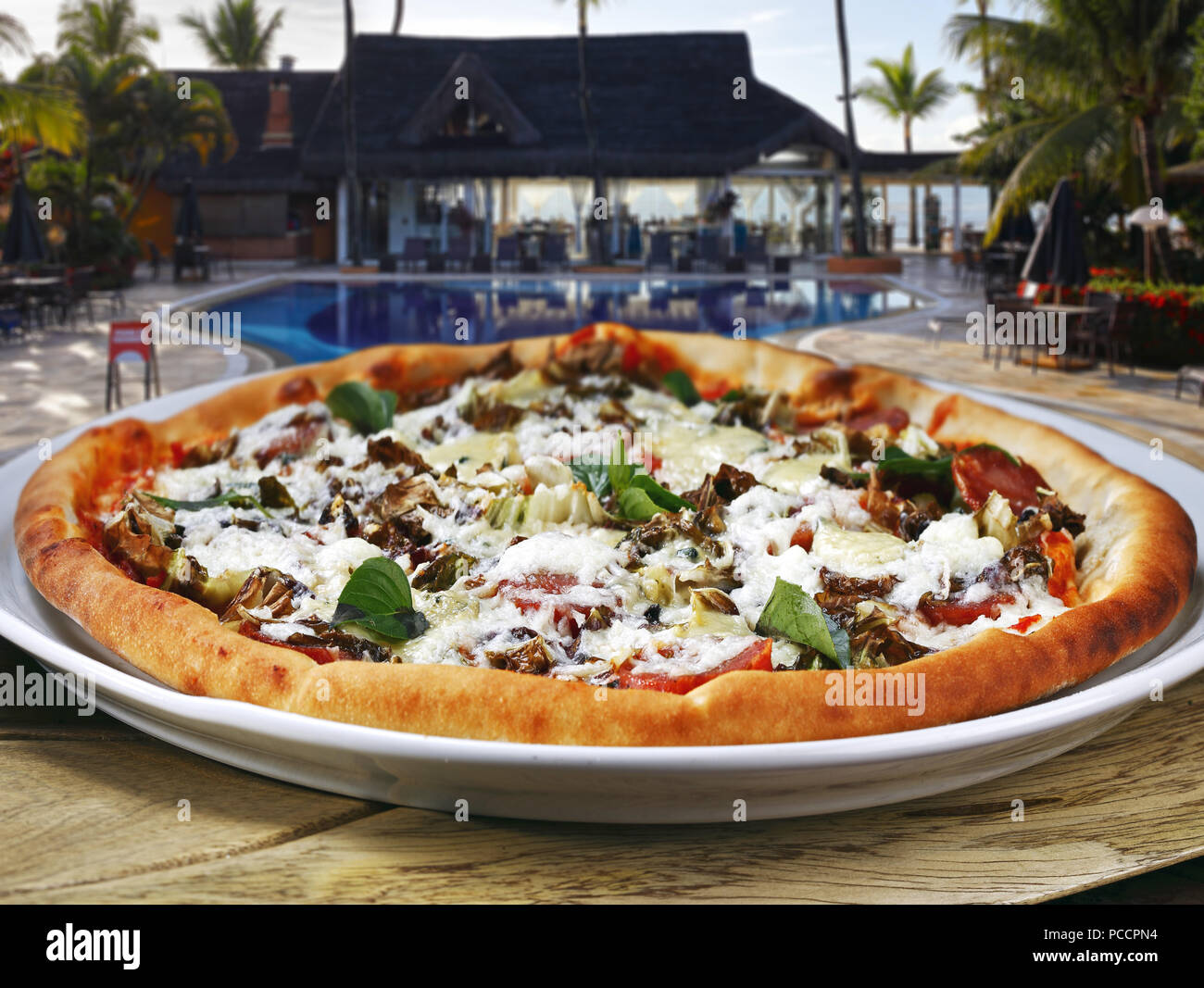 Pizzeria sulla spiaggia Foto Stock